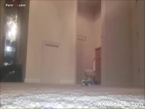 Wild fuck scene with a housewife and her kinky dog