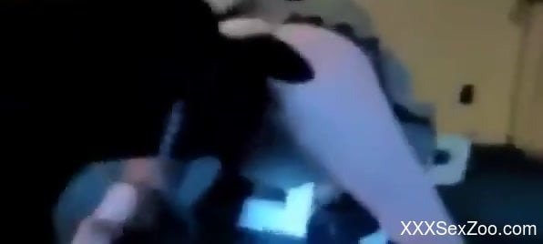 Bubble butt babe riding that black dog's hard cock