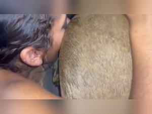 Mia's Dirty Play with a Cow