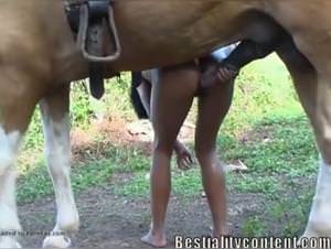 Unmasked Brunette Gets Horse Anal Deep