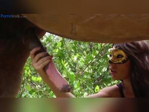 Horse fucks girl wild nature hd