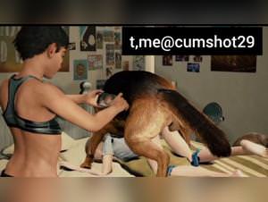 Two babes hardcore sex with aussie dog