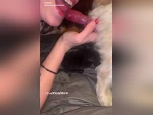Dog Sucking Cock, Woman Submissive