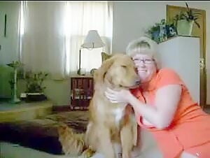 Bestiality: Mature woman and female dog in intense lovemaking