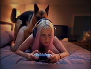Gamergirl fucks dog ai