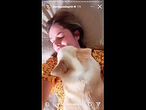 Teen blonde gets licked by her bitch and dog