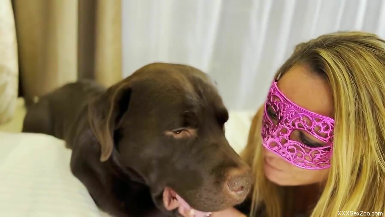 Fine blonde gets ready to try her dog for sexual pleasures
