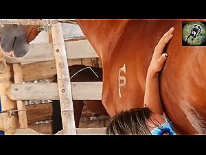 Hot chick has her orgasme with dog's cock in the most extreme way