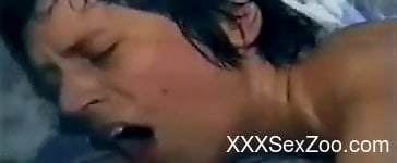 Mature lady deepthroats dog's dick after raw fucking