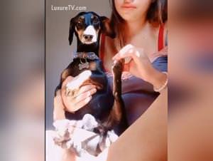 Bitch fucks her dog raw