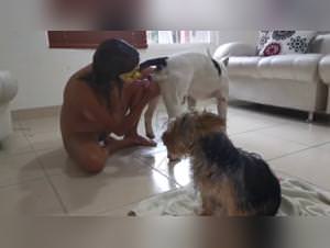 Alison fucks a dog in the zoo