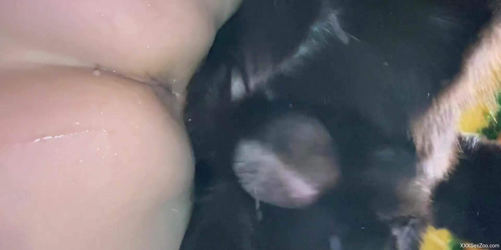 Schoolgirl showing her sexual prowess with a doggo