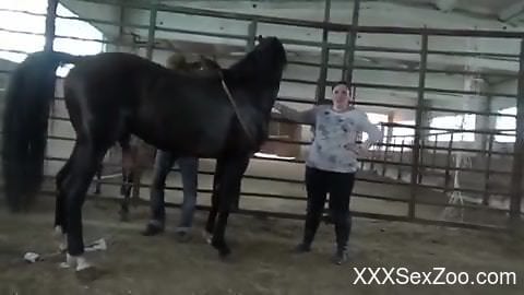 Sexy preparations for her first-time zoophile sex