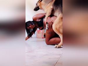 Indian slut fucks dog brutally