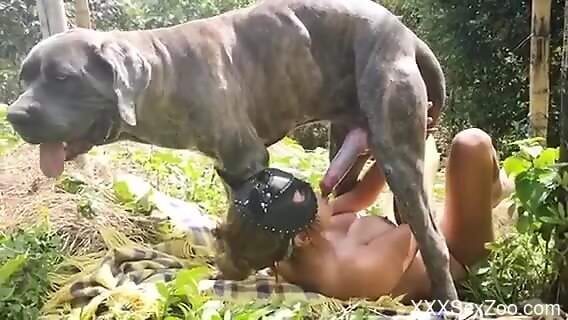 Gorgeous girl showing her oral skills outside