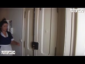 Woman with a big ass has sex with small dog in the zoo school