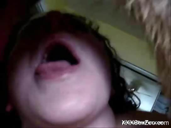 Fat ass mature gets hard fucked by the dog