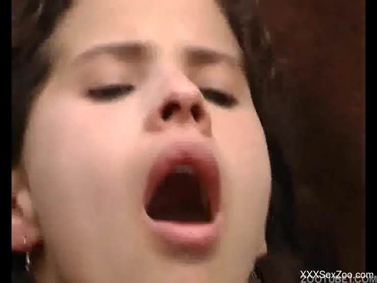 Young and hot bitch drinks stallion cum with passion and love