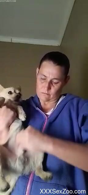 Amateur woman sucks her little dog's cock in excellent scenes