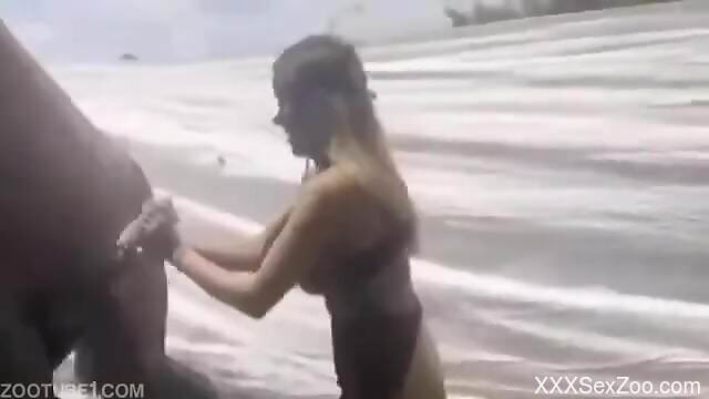 Horny blonde craves this horse cock in each of her holes