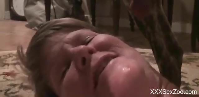 MILF moaning with a dog cock gaping her eager hole