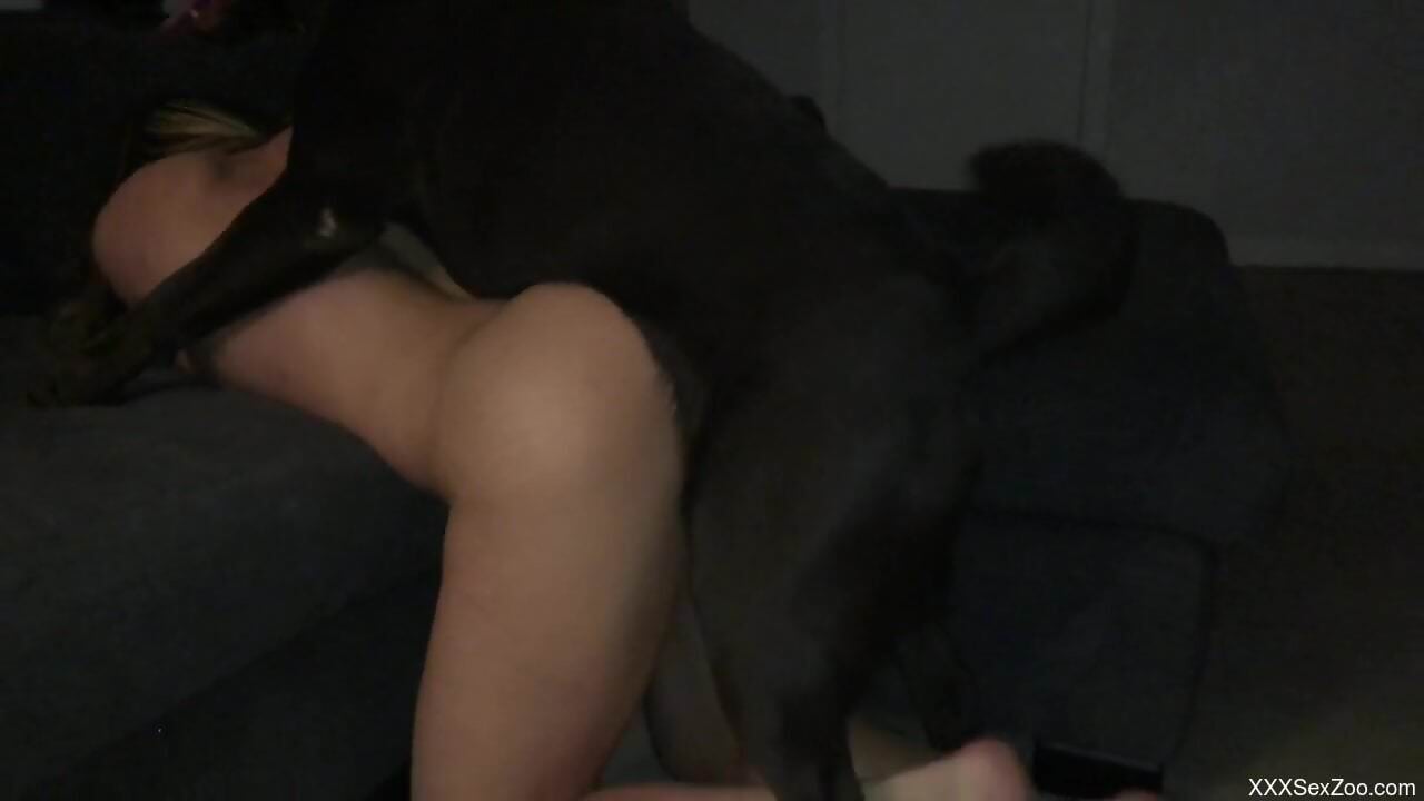 Nude woman filmed at home when the dog fucks her pussy and ass