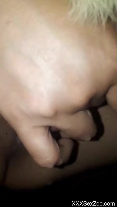 Sensual female tries dog dick in her wet muff during a cam show