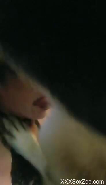 Masked beauty throats the dog's dick like a slut until the very end