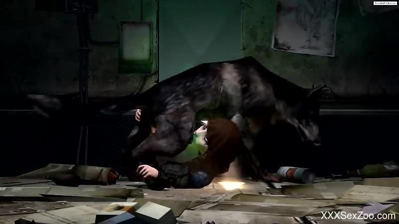 Short-haired hoe getting throated by a 3D beast