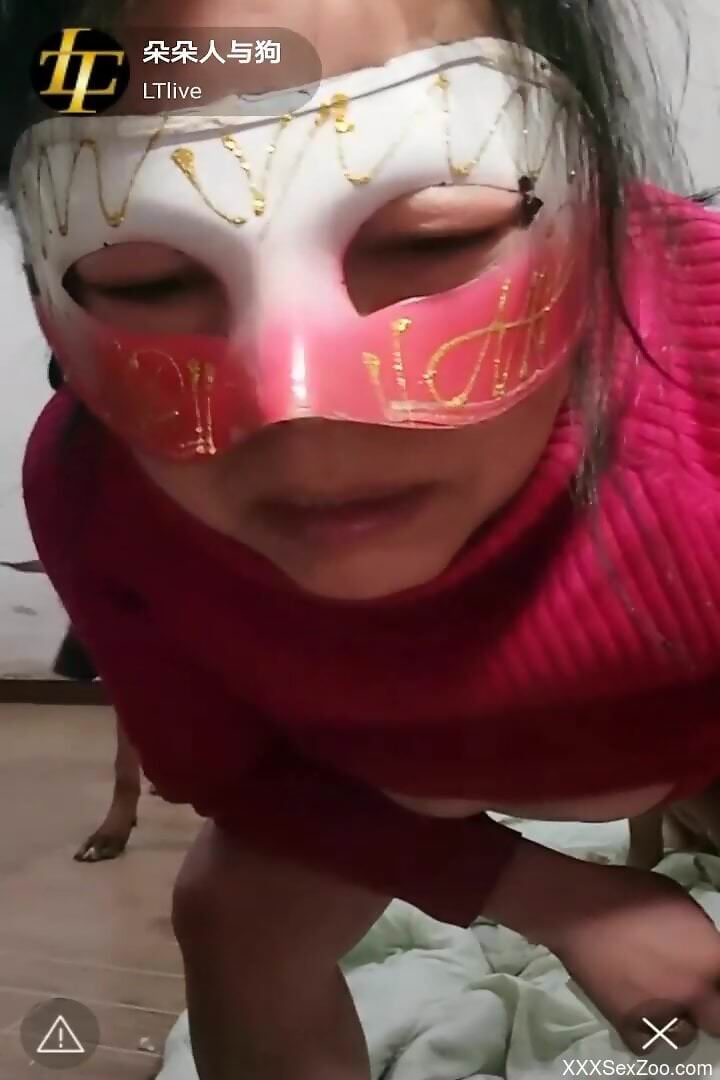 Curvy female filmed at home loudly pushing the dog dick in her