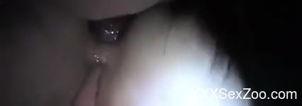 Deep anal sex for a busty female in her unique zoo cam tryout