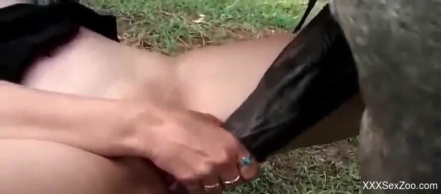 Dark-haired beauty gets banged by a twisted horse