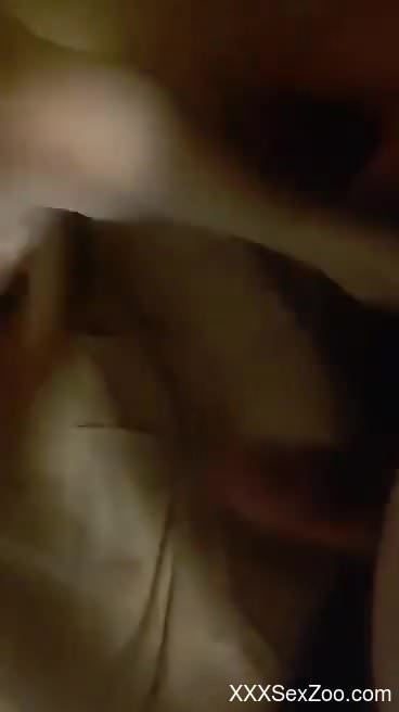 Dog sniffs and fucks owner's ass in closeup home XXX