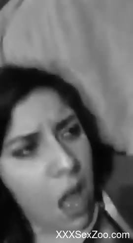 B&W porno movie with a fucked-up bestiality beauty